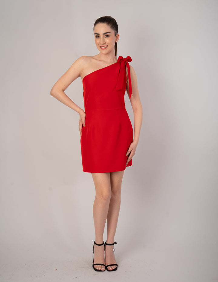 Vestido corto rojo  de una manga