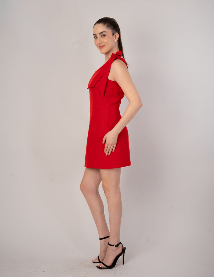 Vestido corto rojo  de una manga