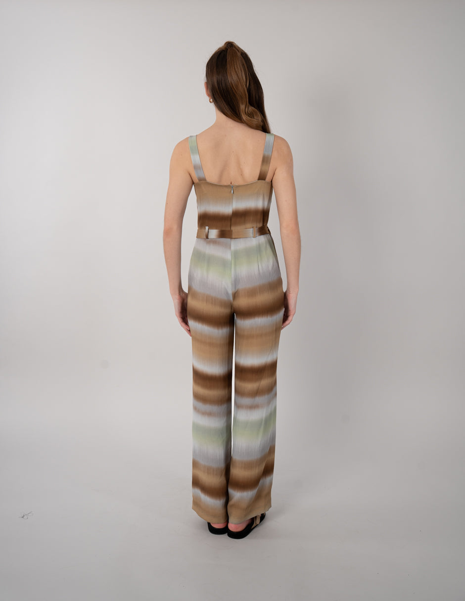 Jumpsuit largo multicolor con jareta en la cintura