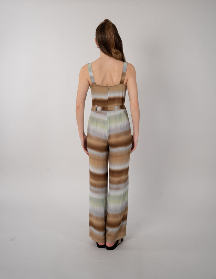 Jumpsuit largo multicolor con jareta en la cintura