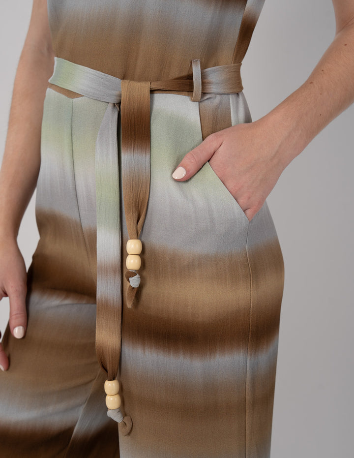 Jumpsuit largo multicolor con jareta en la cintura