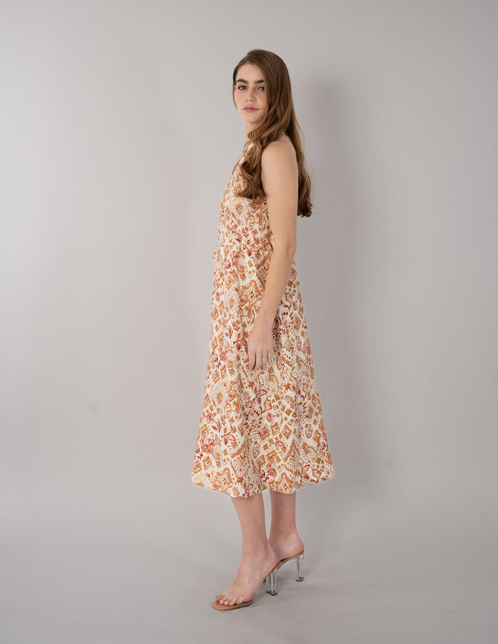 Vestido largo estampado de cuello alto