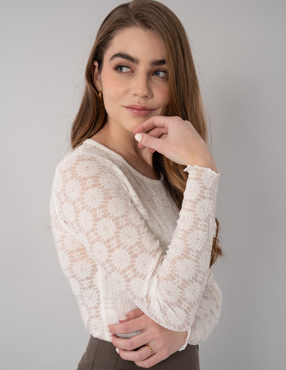 Blusa ivory de manga larga