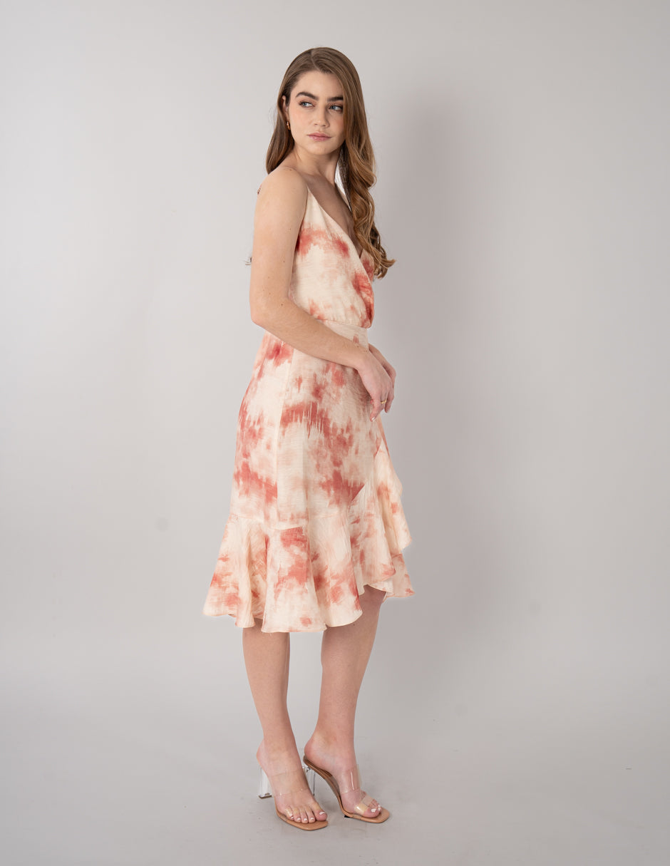 Vestido estampado midi sin mangas