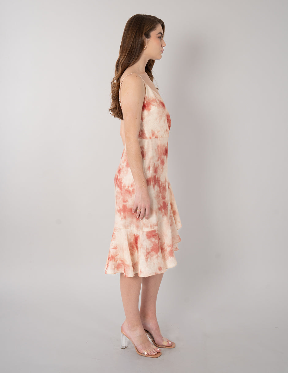 Vestido estampado midi sin mangas