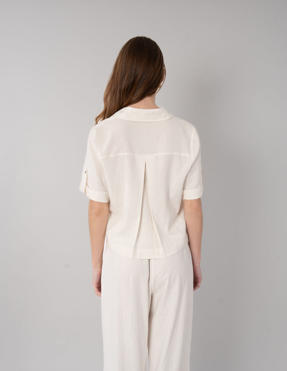 Blusa hueso de manga corta (Conjunto)