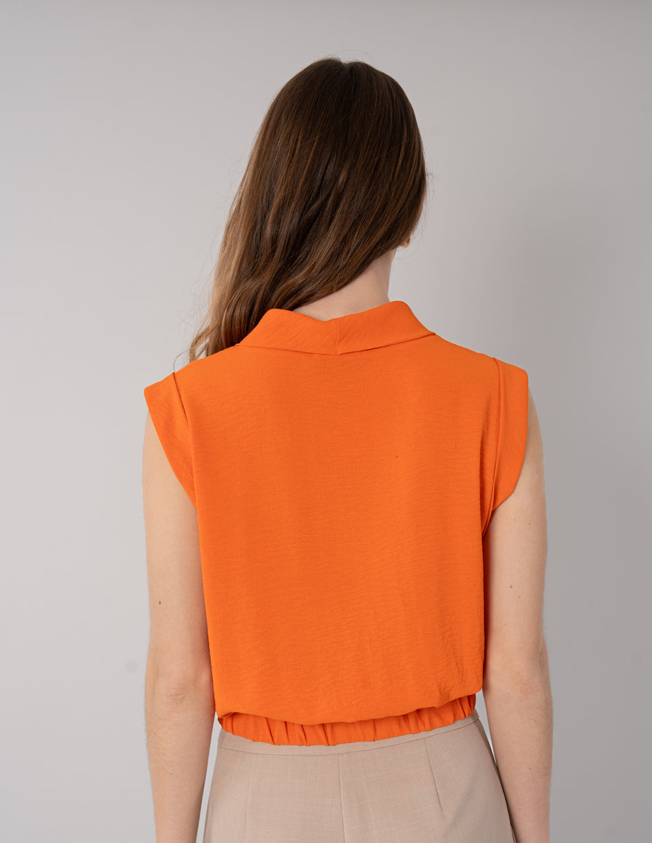 Blusa naranja sin mangas de cuello columpio