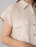 Blusa beige de manga corta (Conjunto)