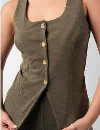 Blusa de vestir verde olivo (Conjunto)