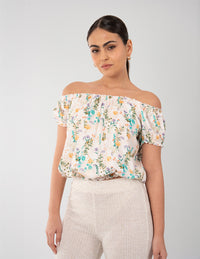 Blusa estampada off shoulders