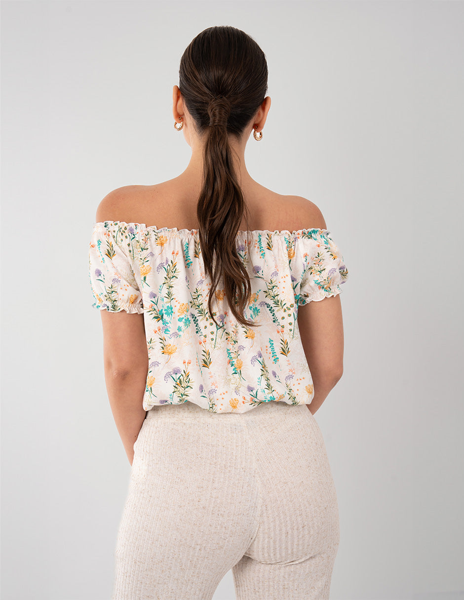 Blusa estampada off shoulders