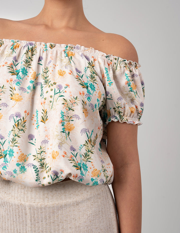 Blusa estampada off shoulders