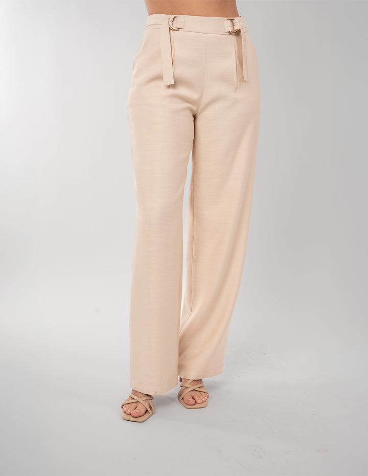 Pantalón de vestir ivory con detalle en cintura