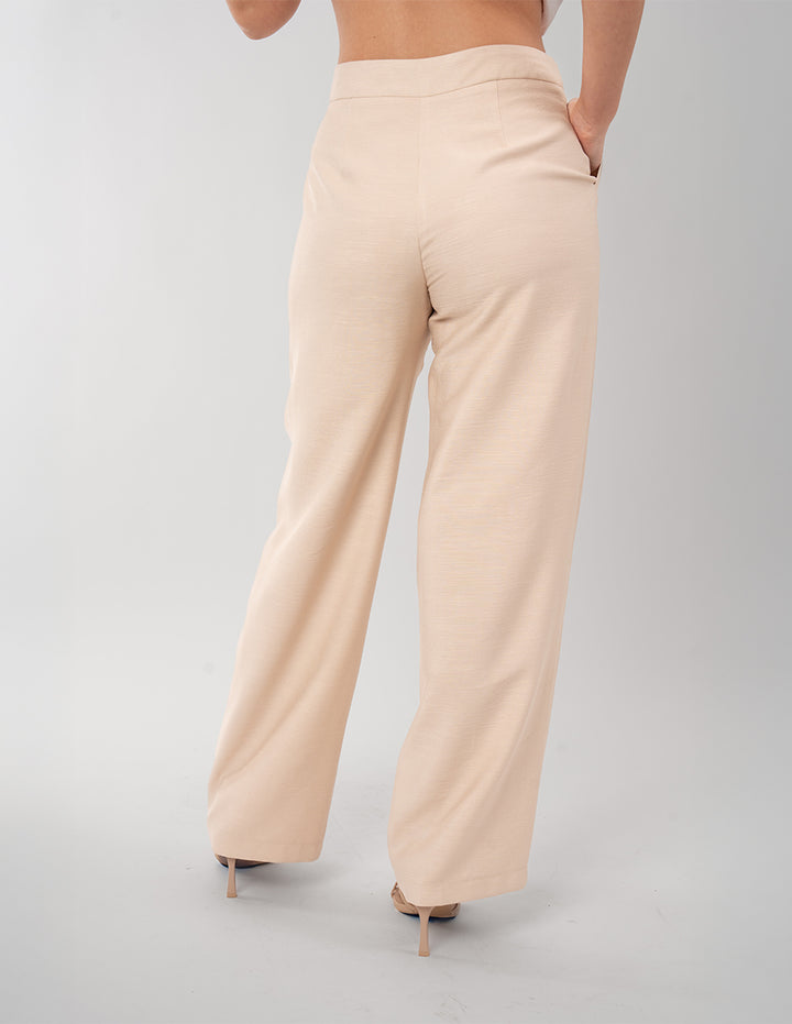Pantalón de vestir ivory con detalle en cintura