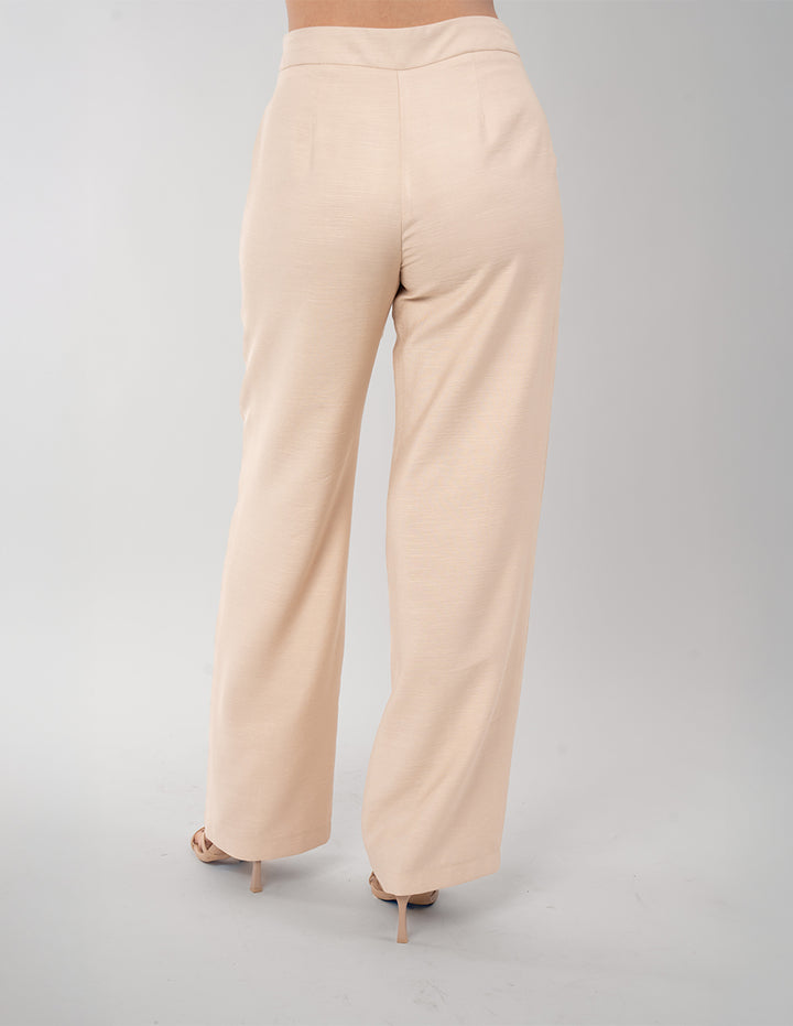 Pantalón de vestir ivory con detalle en cintura