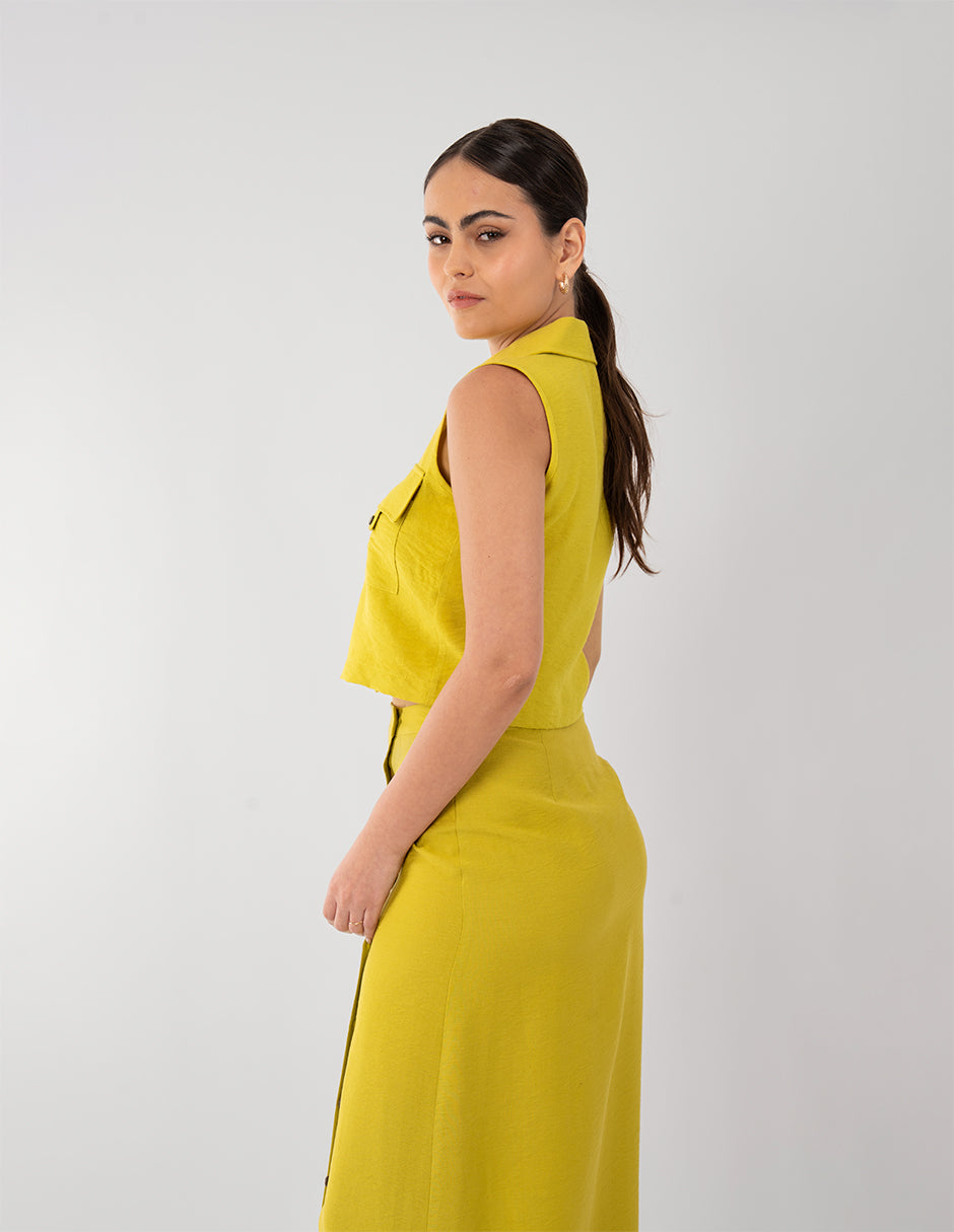 Chaleco amarillo con botones (Conjunto)