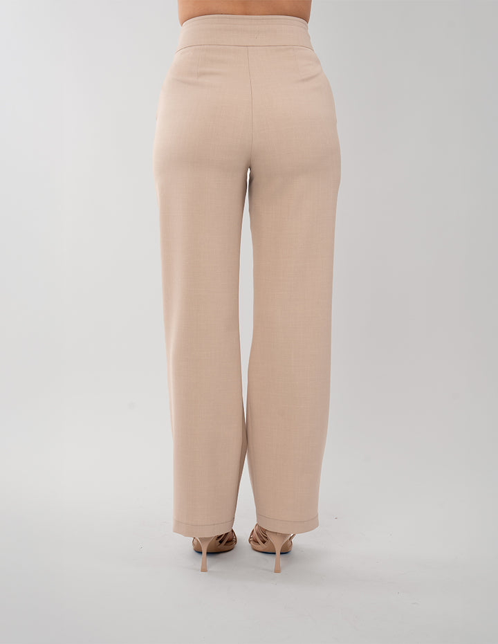 Pantalón de vestir con detalle de hebilla (disponible en beige/ verde)