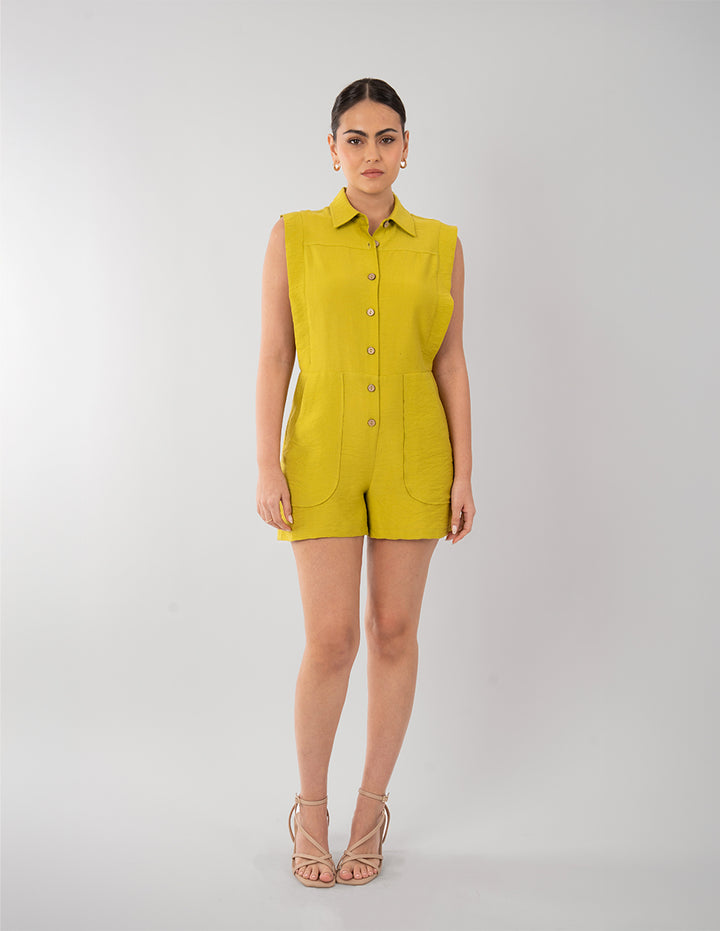 Jumpsuit corto de vestir amarillo