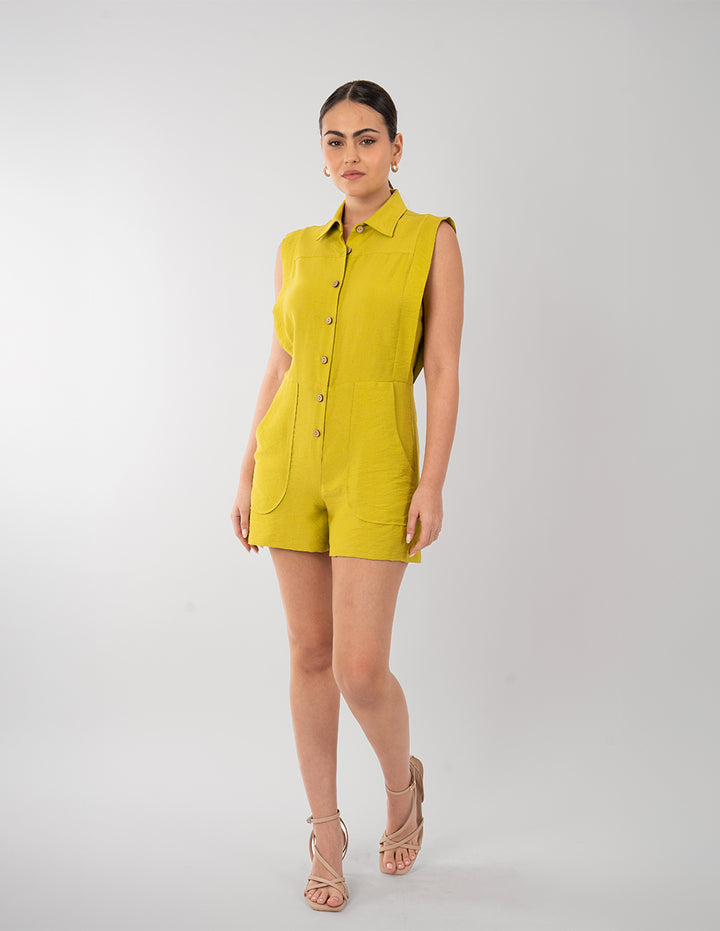 Jumpsuit corto de vestir amarillo
