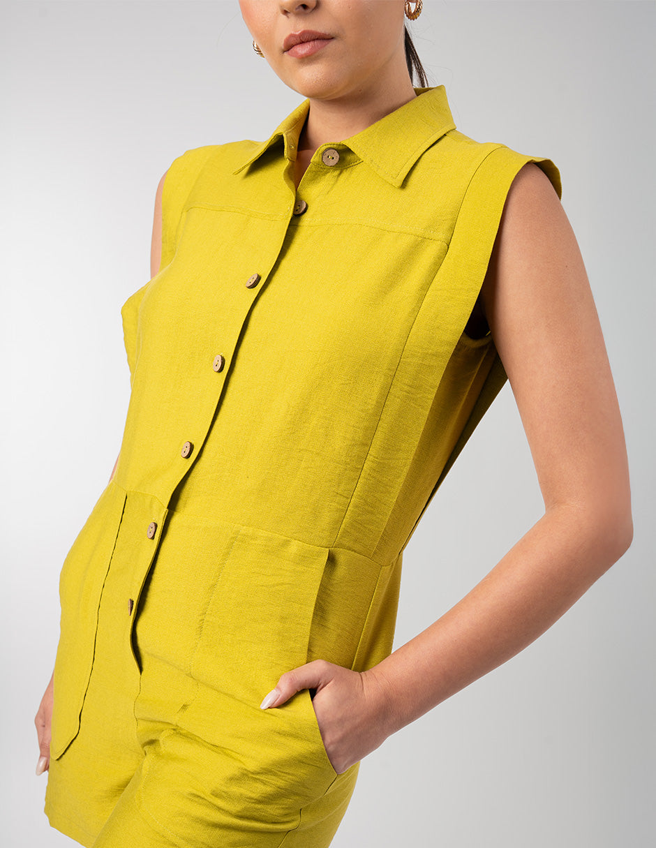 Jumpsuit corto de vestir amarillo