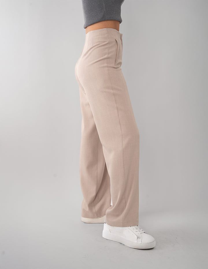 Pantalón beige de talle alto