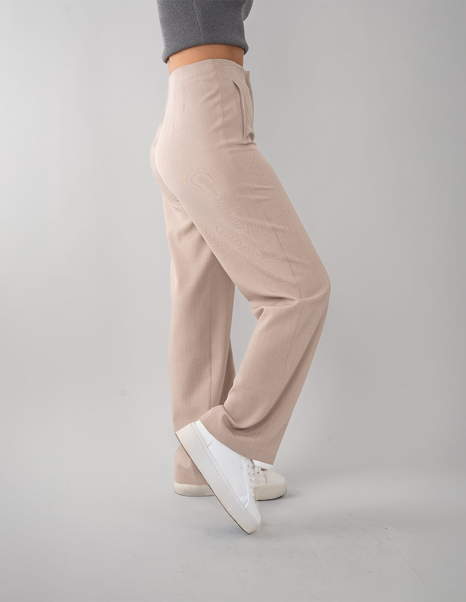 Pantalón beige de talle alto