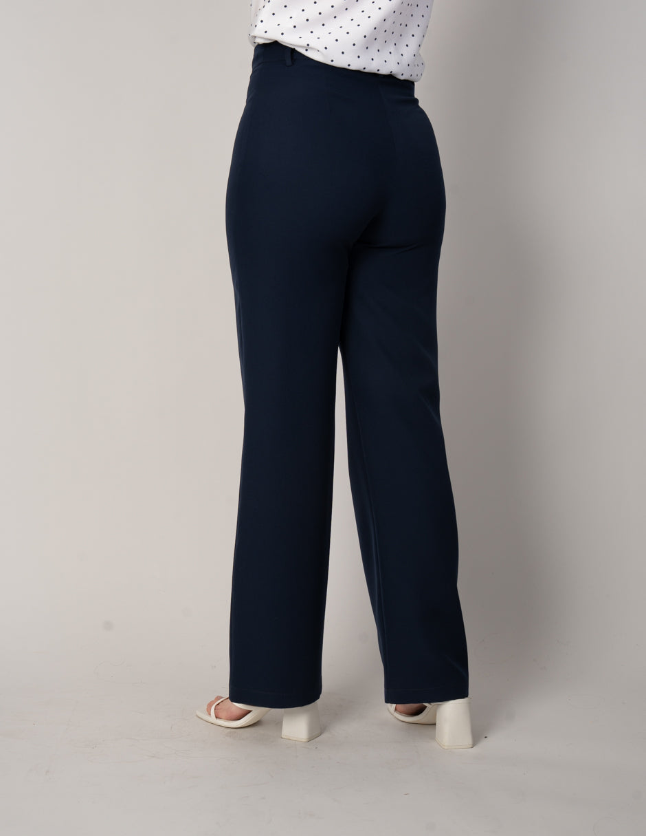 Pantalón azul marino de vestir con talle alto