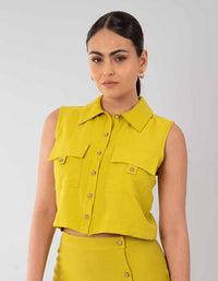 Chaleco amarillo con botones (Conjunto)