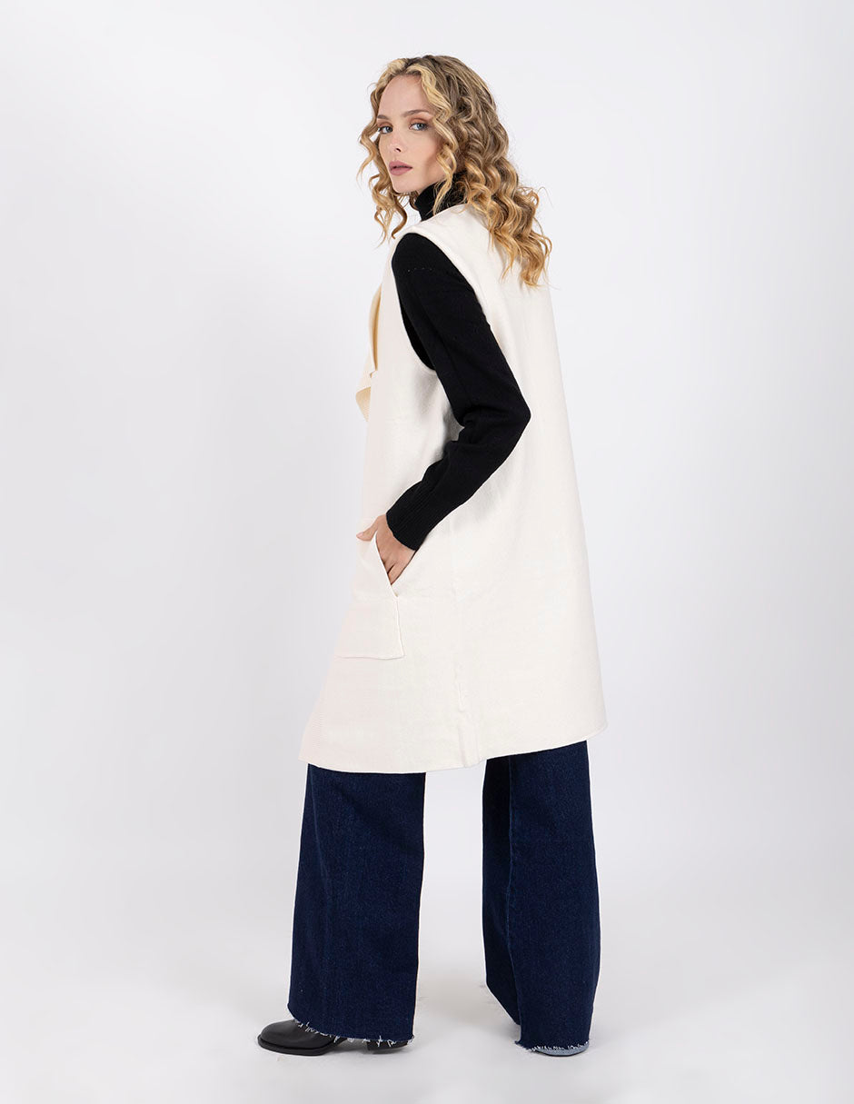 Chaleco largo abierto con bolsas laterales