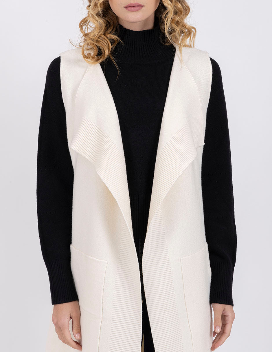 Chaleco largo abierto con bolsas laterales