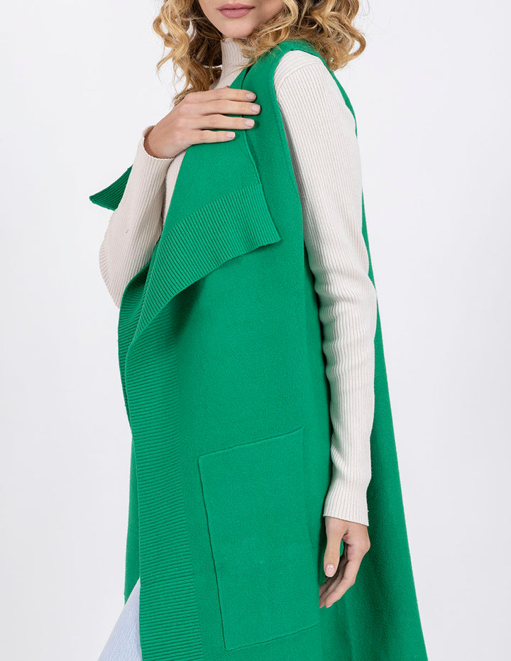 Chaleco largo abierto con bolsas laterales